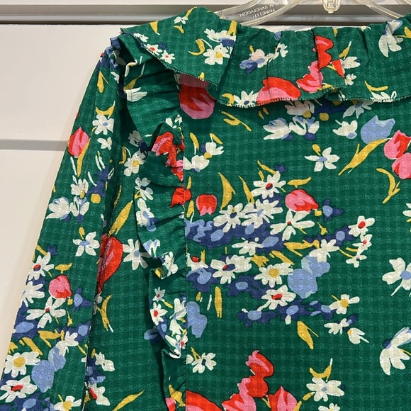 Loft Floral Green Women's Top size small. - Picture 7 of 10
